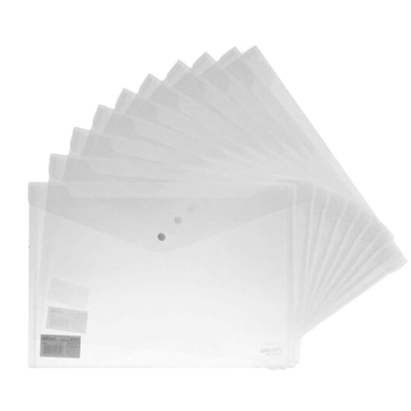 得力 Deli 5505 得力透明按扣文件袋A4(厚度0.16mm,10个/包) 10个