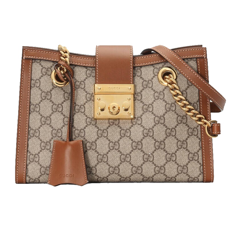 [海外直邮]GUCCI古驰女包Padlock系列棕色双G纹小号单肩包手提包498156 KHNKG 8534