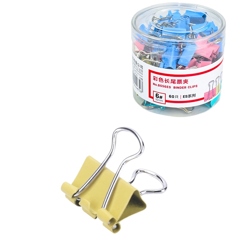 得力(deli) 8556长尾夹6#混合装彩色文件夹燕尾夹60支/盒(单位:盒)