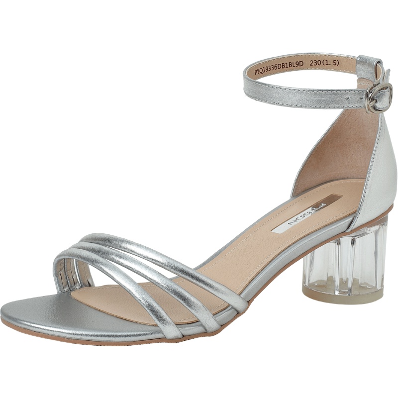 百田森夏季新款凉鞋女真皮粗跟中跟露趾百搭简约学生仙女风鞋_1