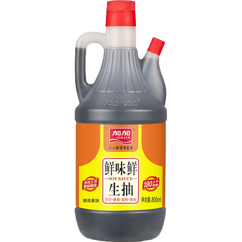 加加旗舰店鲜味鲜生抽800ml酿造酱油高品质纯粮酿造非转基因大豆