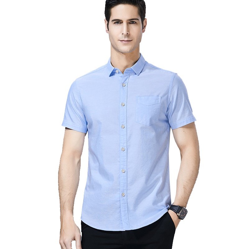 恒源祥男士短袖衬衫夏季纯棉中年商务正装半袖衬衣