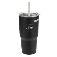 名创优品 (miniso) 经典黑白系列茶具-钢杯580mL(黑色)简约风范大容量便携