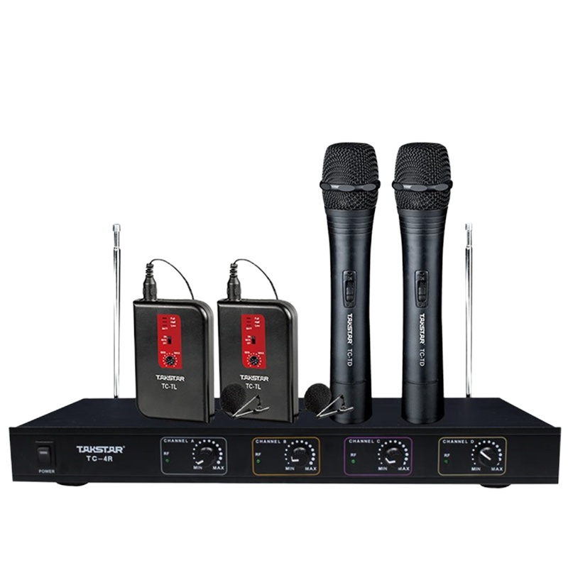 Takstar/得胜TC-4R 一拖四无线会议话筒 会议系统舞台卡拉OK主持演出麦克风(1台主机+2领夹+2手持话筒)