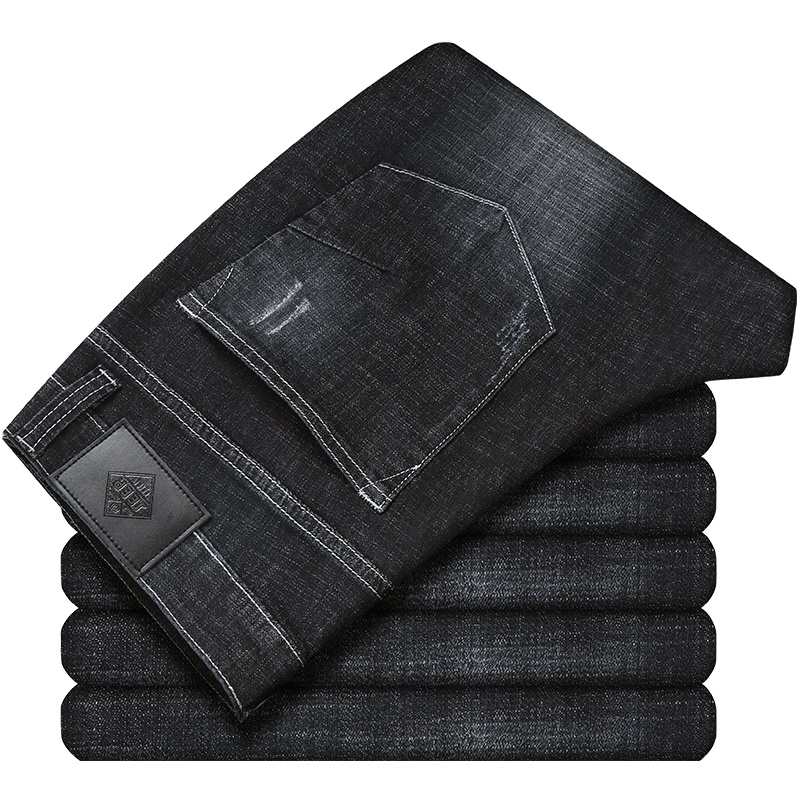 JEEP吉普正品春季男裤子黑色弹力休闲牛仔裤男长裤小脚裤修身显瘦韩版潮流直筒青年帅气个性百搭纯棉休闲裤