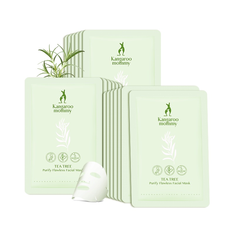 袋鼠妈妈 kangaroomommy 茶树无瑕新肌面膜18片 孕妇补水面膜 护肤品化妆品
