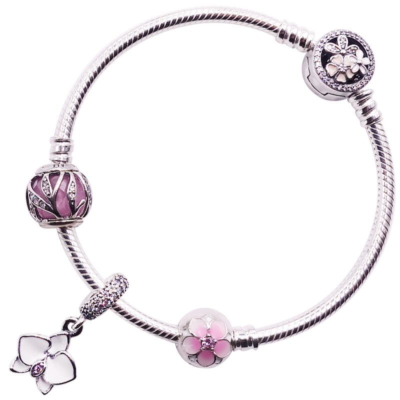 PANDORA 潘多拉粉色自然光华之兰花套组