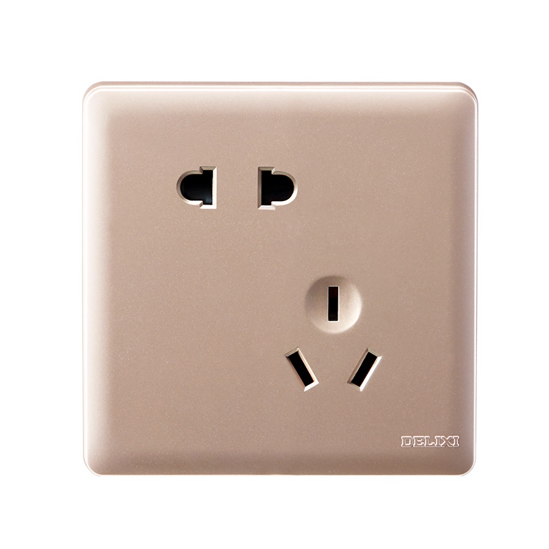 德力西大面板无边框一开关单电源墙壁二三插五孔插座面板开关插座