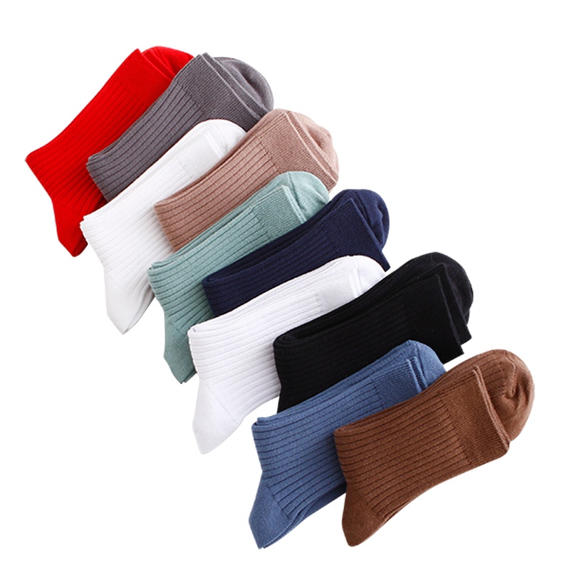 猫人纯棉抗菌双针细抽条多色男船中筒袜5双装