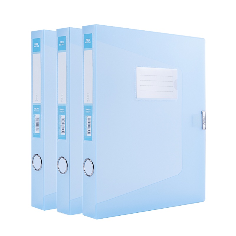 得力(deli)63210彩透档案盒7个装35mm透明蓝色 塑料文件资料盒A4文件盒透明会计收纳盒人事档案盒办公收纳用品