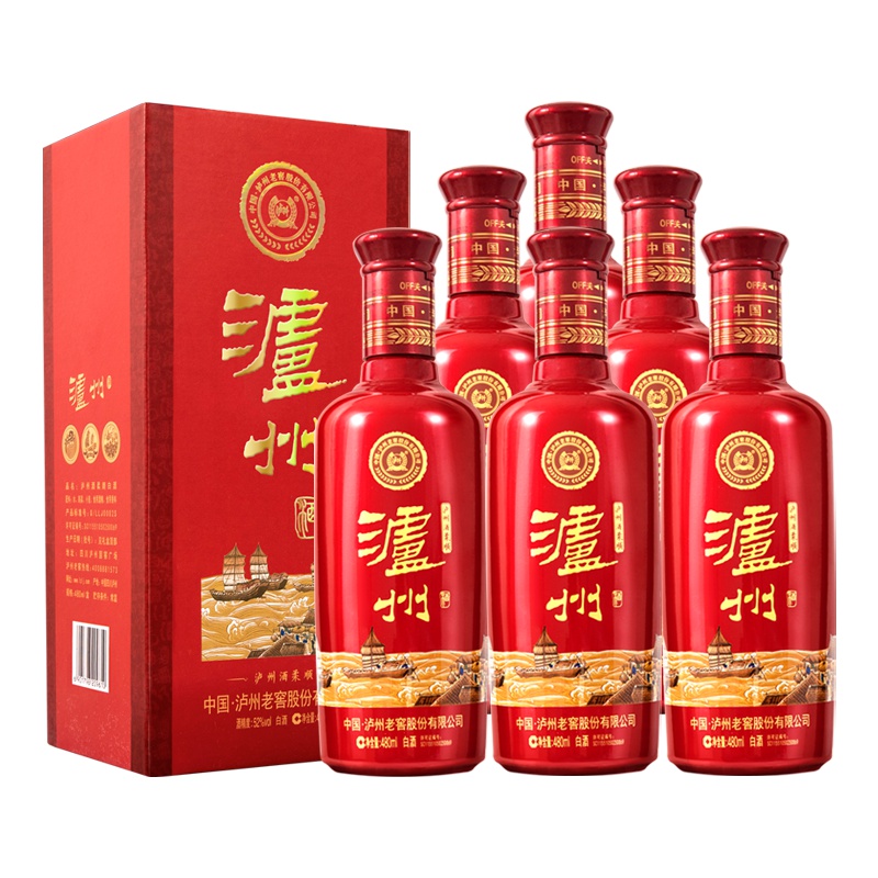 泸州老窖 泸州酒柔顺 52度 480ml*6瓶整箱 白酒