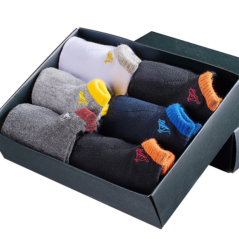 七匹狼 6双盒装男士短袜全棉时尚运动风男船袜