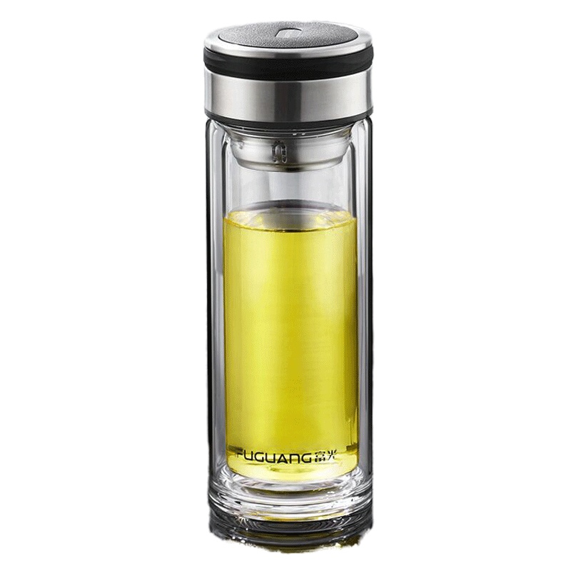 富光(FGA)双层玻璃杯男女士水杯家用车载办公便携泡茶杯定制礼盒装