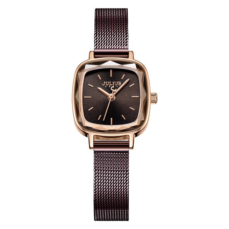 聚利时(Julius)新款韩版复古方壳石英手表时尚潮流钢带网带手链表防水学生女表JA-1148