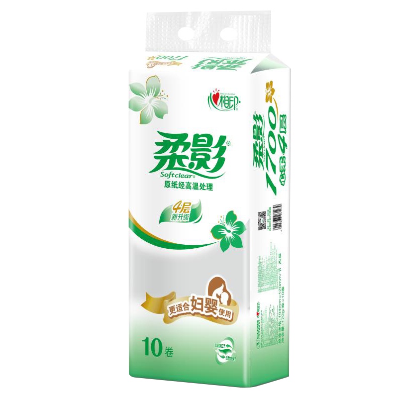 心相印卷纸柔影卷纸4层170g无芯卷筒纸妇婴用纸家用实惠装大卷纸10卷东北三省,河北,北京疫情原因不能发货