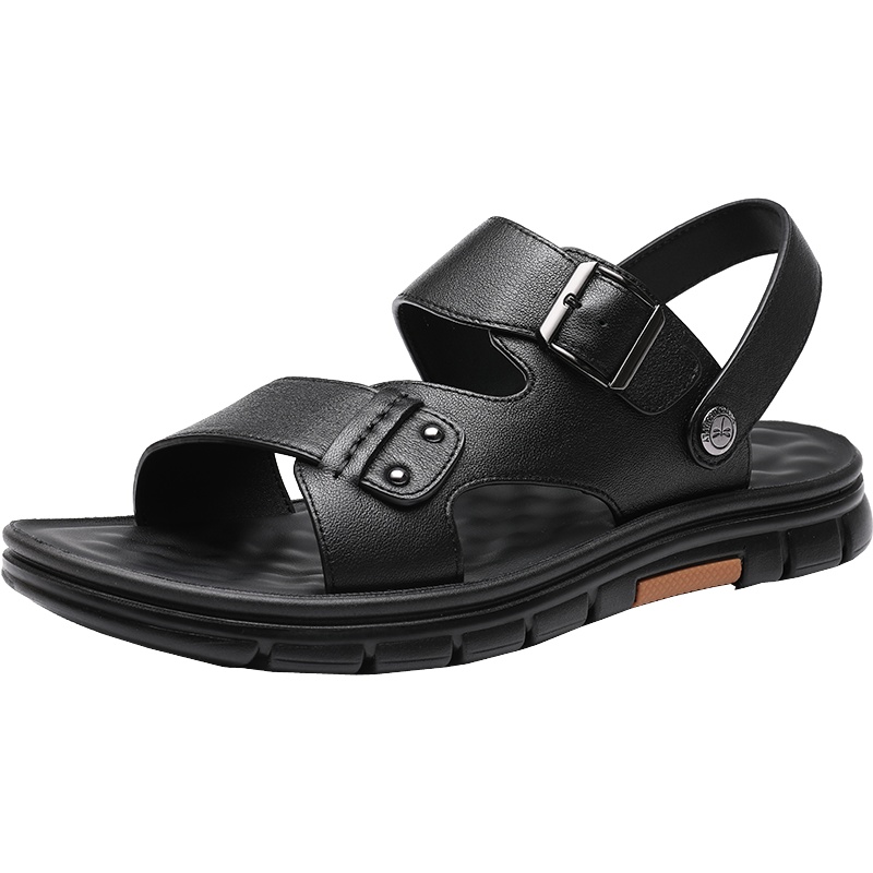 红蜻蜓真皮凉鞋男潮夏季防滑软皮2020新款潮流休闲沙滩鞋WTT20136