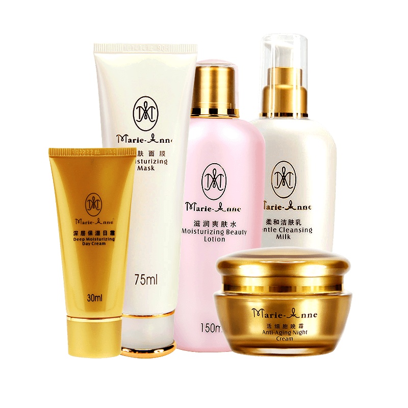 完美玛丽艳滋润系列组合装 柔和洁肤乳+滋润爽肤水+深层保湿日霜+活细胞晚霜+润肤面膜