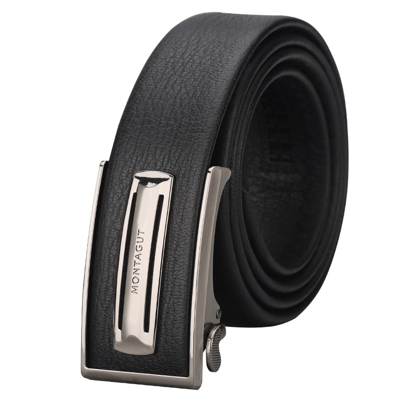 梦特娇皮带男 头层牛皮自动扣内穿 男士软真皮腰带 商务百搭时尚镂空休闲裤带正品