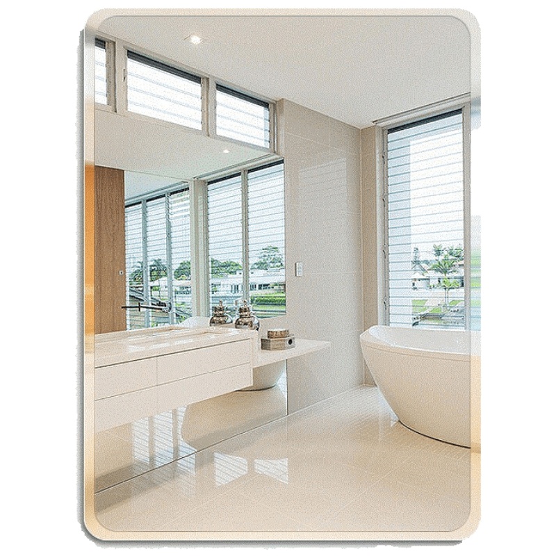 卫生间防水防雾镜子浴室高清无框银镜新婚房间装饰时尚大气 直角60*80可挂可粘 其他安心抵