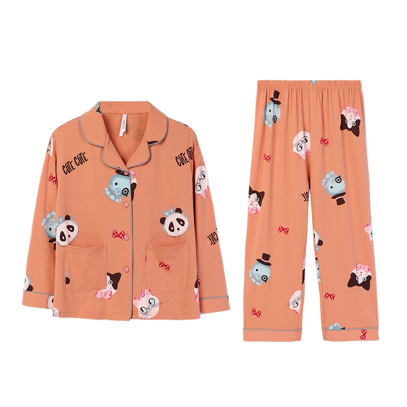 纯棉双面针织印花国民领长袖童套