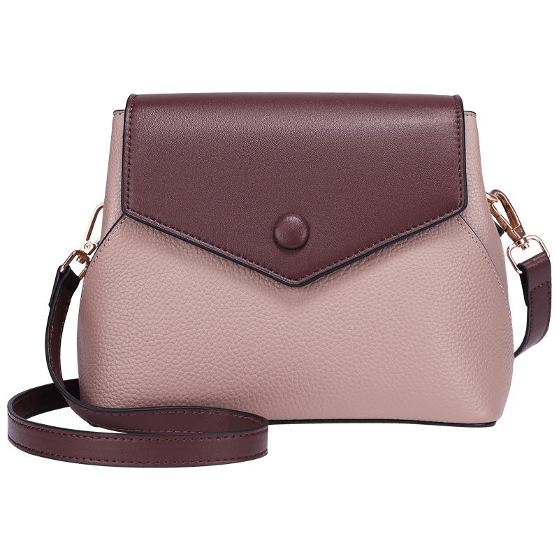 高尔夫GOLF女士斜挎包时尚撞色柔软头层牛皮双肩带大容量简约包包