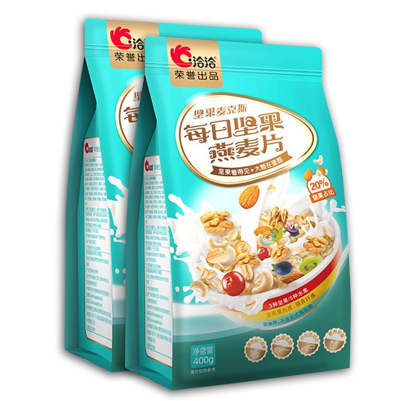 洽洽坚果炒货恰恰麦克斯混合燕麦片零食小吃自营即食冲饮早餐400g*2袋