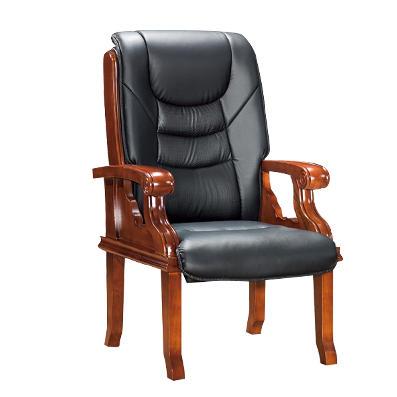 东港家具 SH-258 橡胶木椅 办公家具 办公椅 皮艺老板椅 实木四脚椅 电脑椅会议椅 皮料色彩可定制