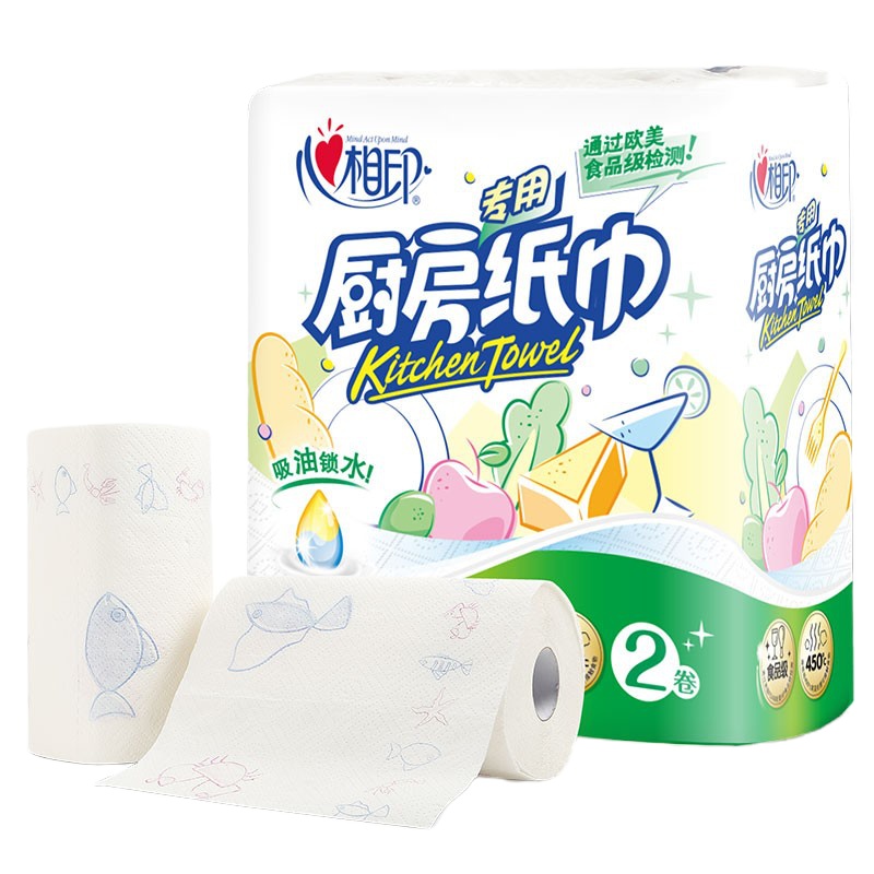 心相印KT102 2粒装75节印花厨房纸巾 2卷*4提装