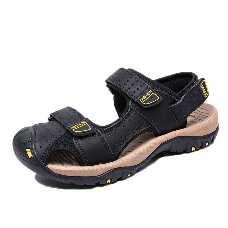 公牛世家包头沙滩鞋男2020夏季休闲潮流软底防滑越南青年男式真皮凉鞋潮流 GN3301