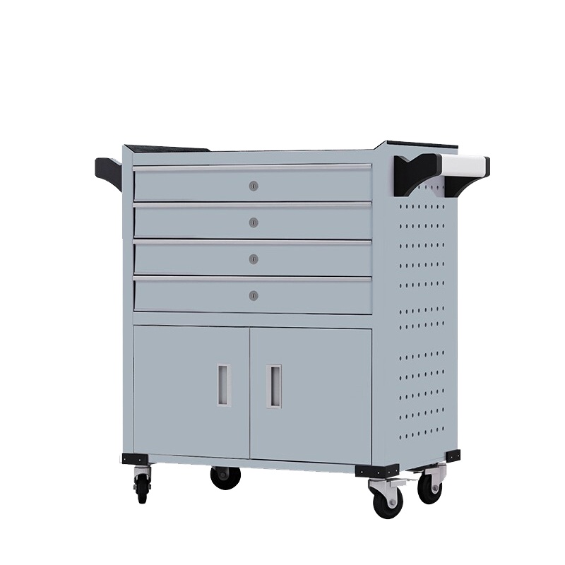 永格加强款抽屉式工具车五金工具箱车间工具柜维修小手推车箱零件柜 四抽红（大号）灰色工具柜