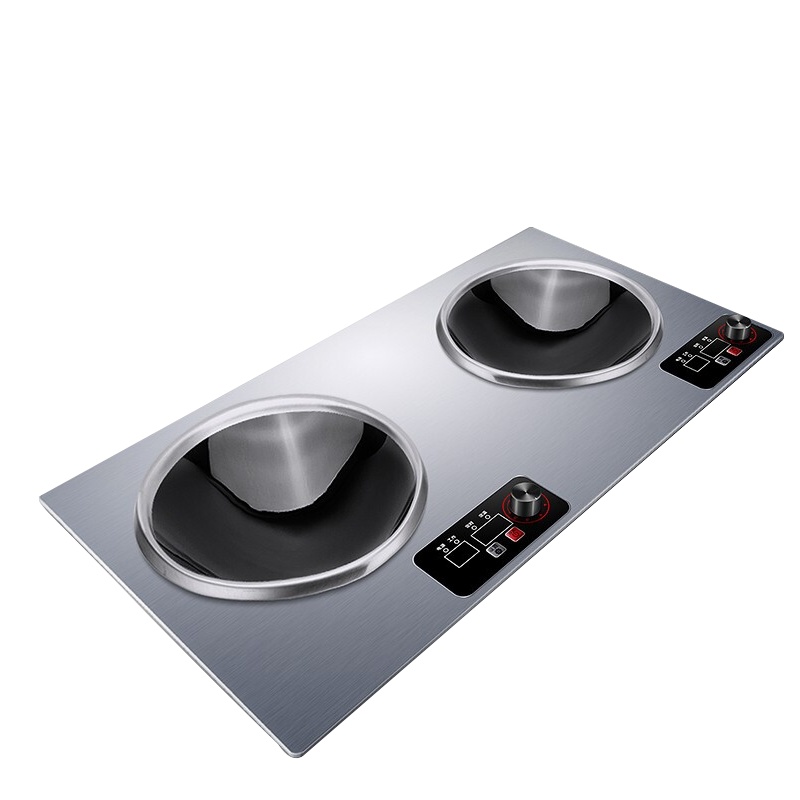 乐创(lecon)电磁炉商用多头大功率3500W5000W双头组合电磁炉商用台式凹面多眼煲仔炉 双凹面3500W*2嵌入