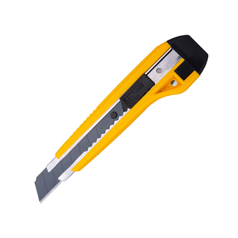 得力 2041S 大号黑刃自锁美工刀/裁纸刀/壁纸刀 附赠备用刀片 锋利耐磨 黄色