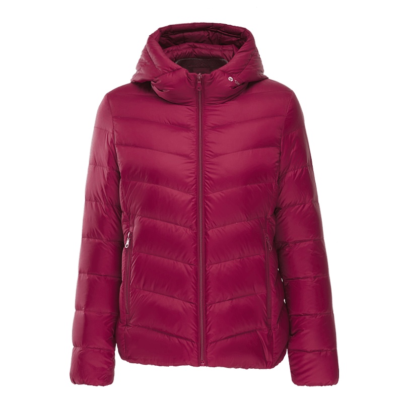 坦博尔2021年秋冬新款羽绒服女短款轻薄修身连帽保暖外套TB210238