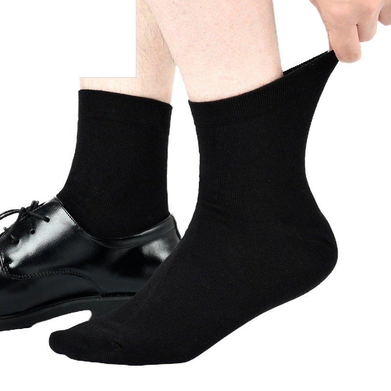 [10双]袜子男士中筒棉袜秋冬防臭吸汗长短袜黑色船袜短筒男士袋装商
