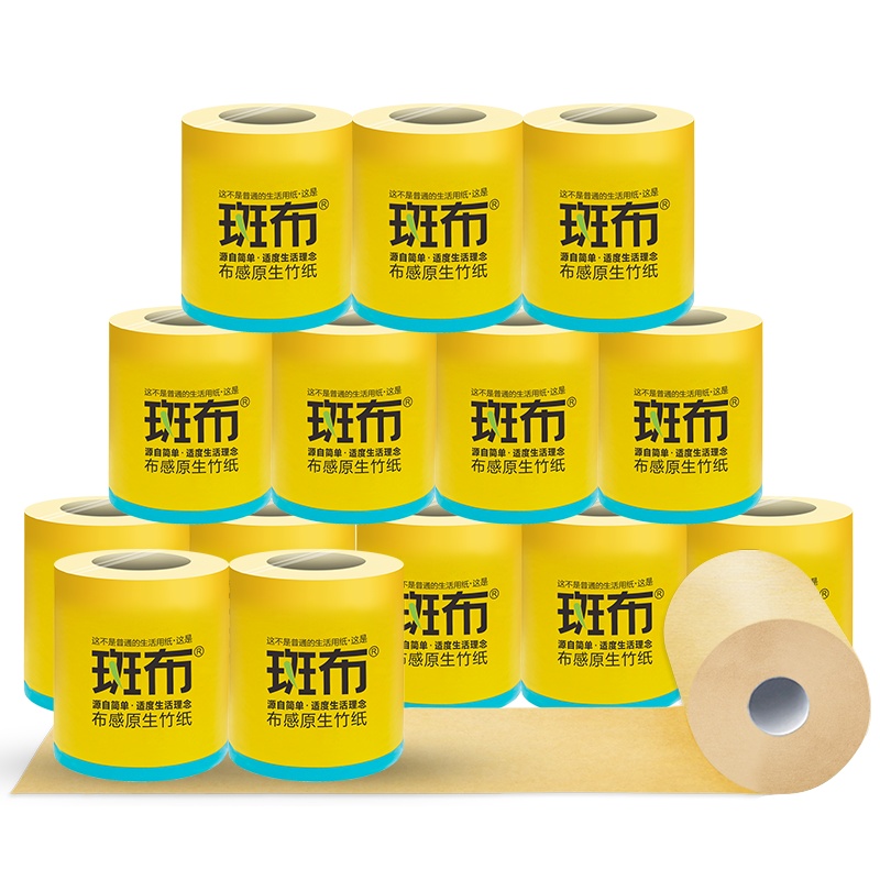 斑布竹浆纸巾 大克数卷筒纸卫生纸家用实惠装4层180克24卷整箱
