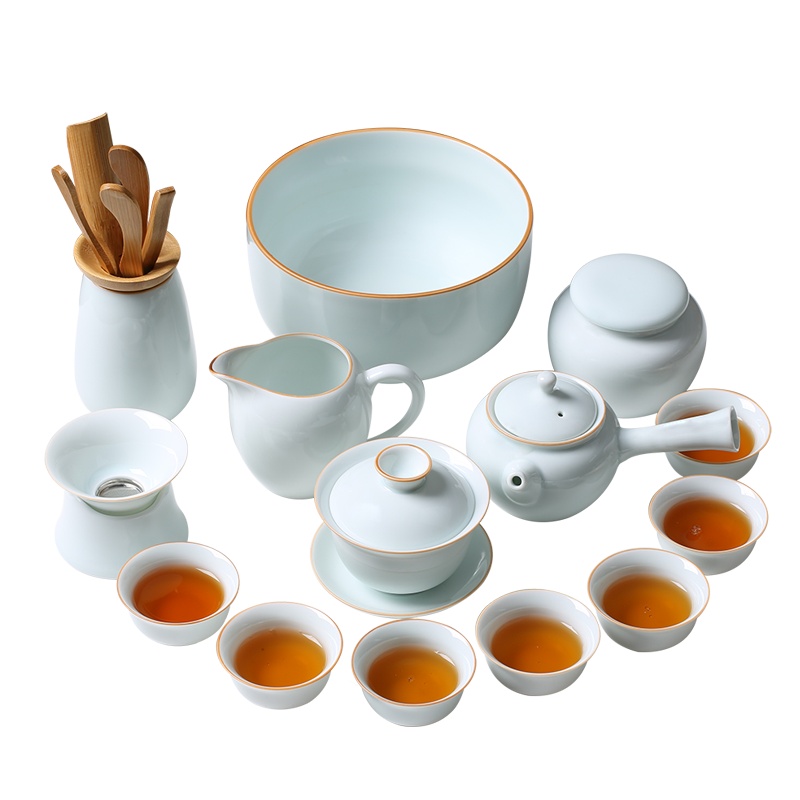 苏氏陶瓷青色陶瓷茶具套装功夫茶整套日式茶具杯茶壶茶道