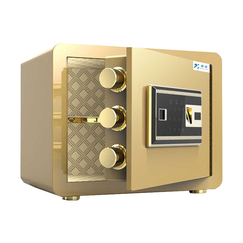 臻远全钢实心防盗保险柜 高25cm指纹款土豪金色