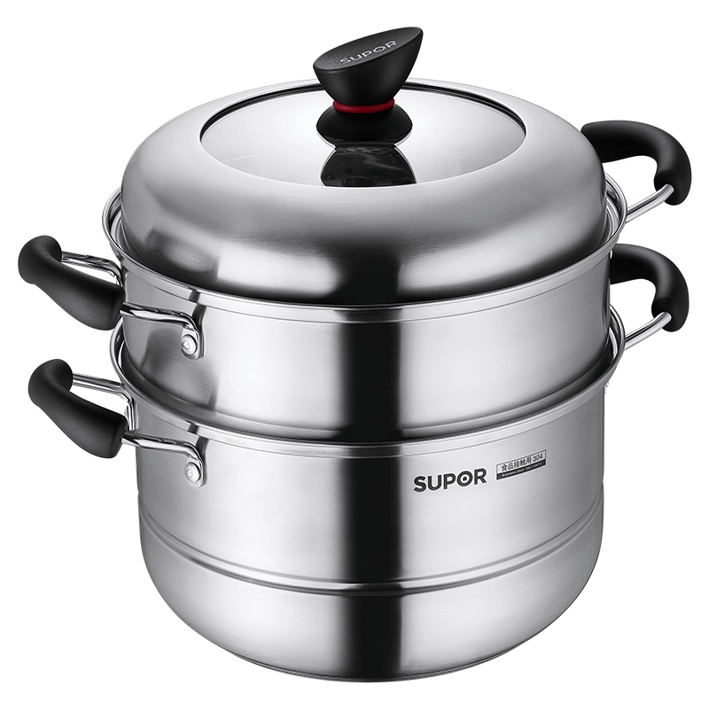苏泊尔(SUPOR)小红圈26cm双层复底蒸锅304不锈钢精致系列电磁炉通用 EZ26BS01
