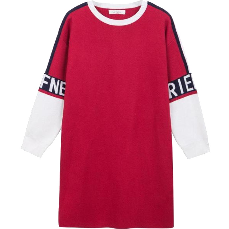 拉贝缇针织连衣裙秋装针织衫套头毛衣女中长款宽松百搭60300189