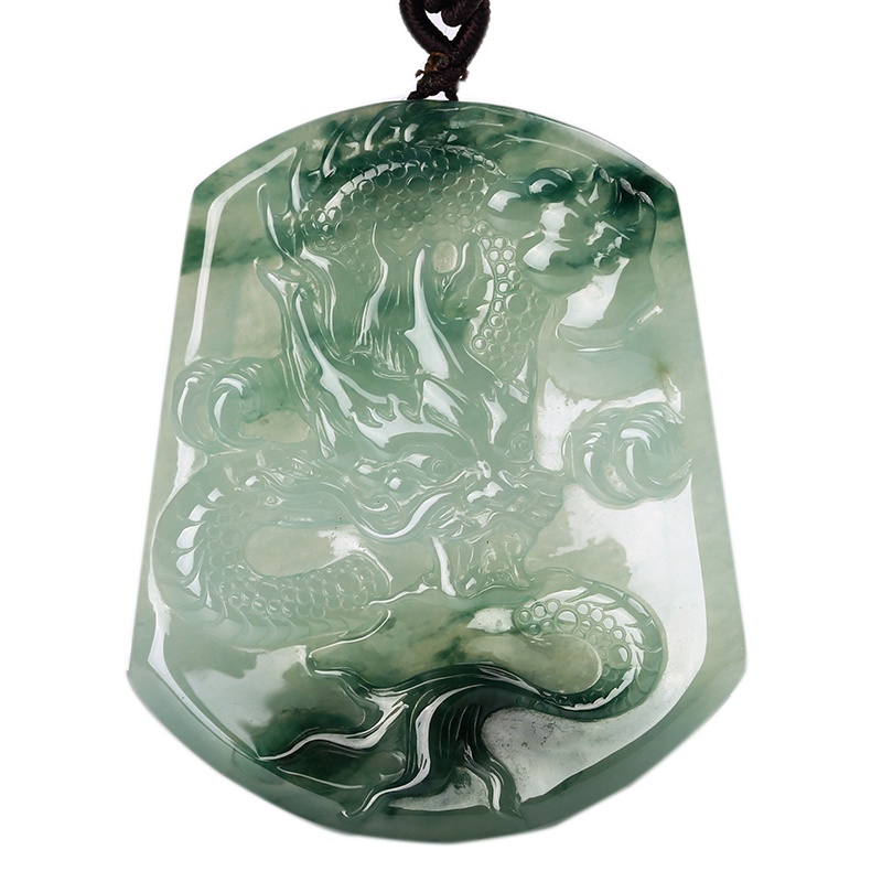 印象眸 翡翠龙牌吊坠 祥龙戏珠男款玉牌 仿古玉石挂件 附送证书