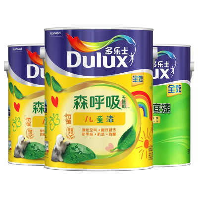 多乐士(Dulux)竹炭森呼吸无添加儿童漆 内墙乳胶漆 油漆涂料 墙面漆套装 A8106+A748 15L