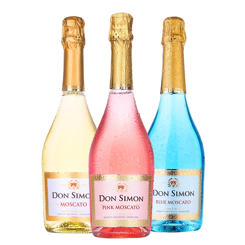 西班牙原瓶进口起泡酒 Don Simon桃红谜蓝晶白甜酒起泡葡萄酒组合 750ml 3