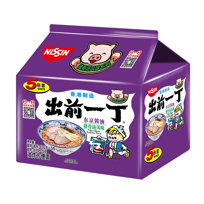中国香港出前一丁方便面 东京酱油猪骨汤味五连包500g 方便速食泡面拉面办公室 熬夜