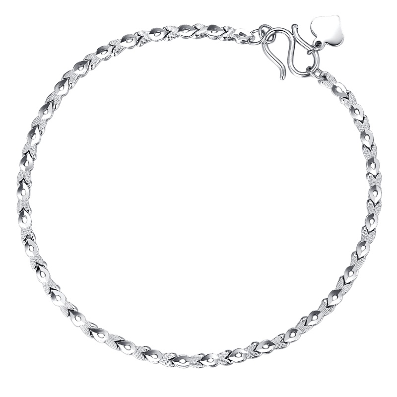 【新品】梦金园铂手链 PT950白金爱心瓜子手环 女款 计价 铂金饰品