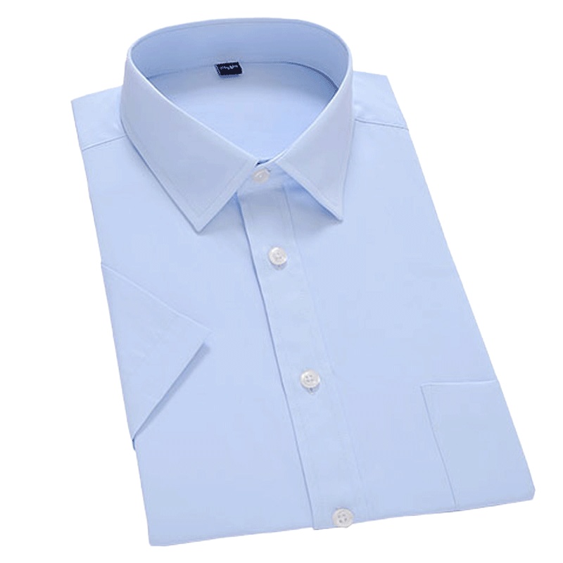 金盾(KIN DON)男装2021年夏季新款男士衬衫棉质商务休闲青中年工装衬衫领纯色短袖衬衫男士大码胖子宽松衬衣男士衣服