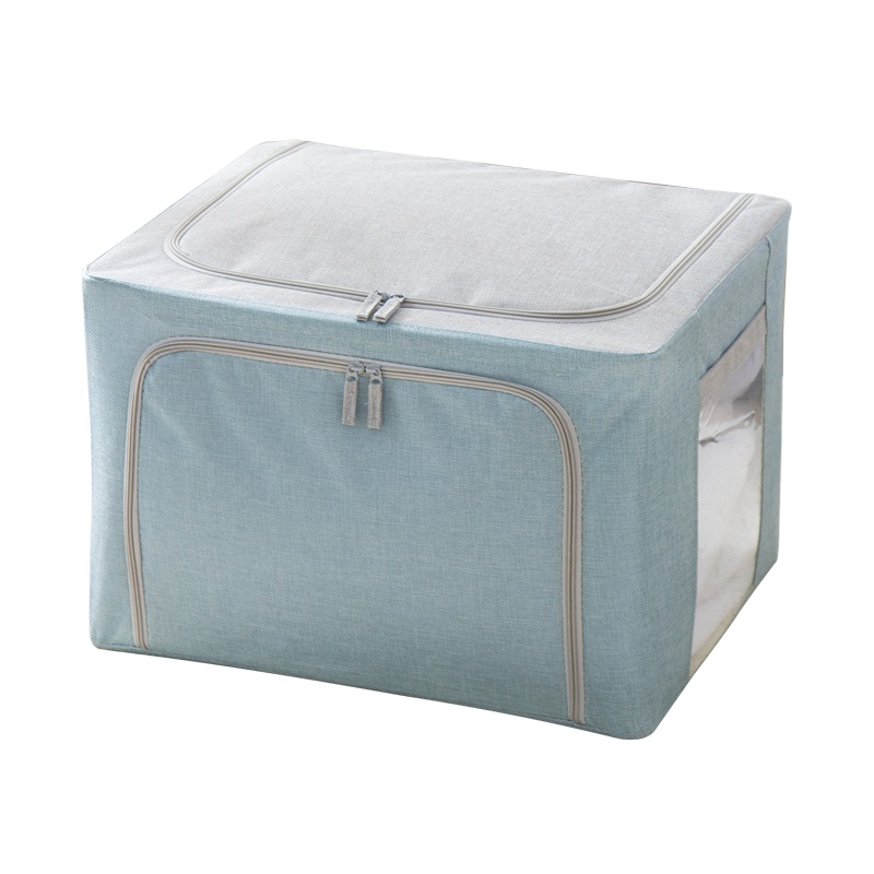 欧润哲 收纳箱 65L棉麻双面可视收纳盒储物整理箱