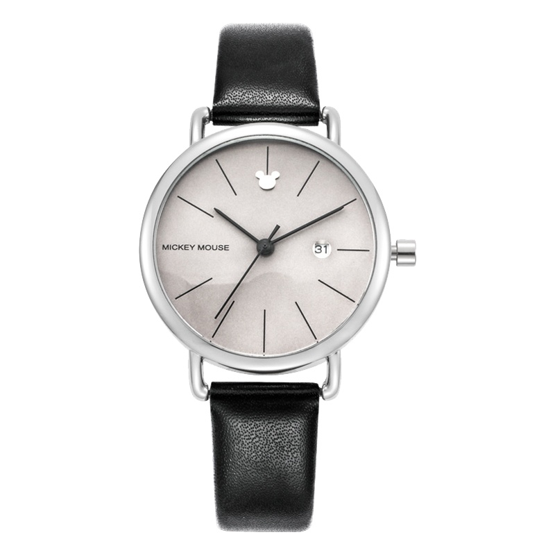 迪士尼(DISNEY)情侣手表学生手表女少女表韩版简约潮流青少年男表大学生对表日历皮带防水石英表