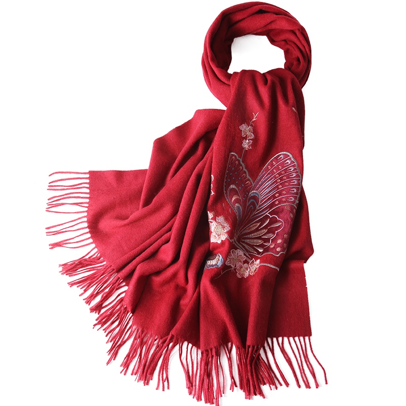 上海故事新款秋冬季羊毛围巾女民族风百搭妈妈款超大旗袍披肩