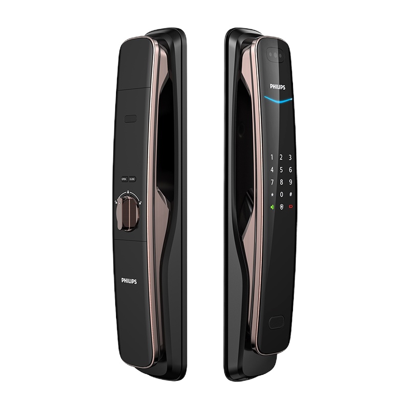 飞利浦人脸识别锁DDL702电子指纹锁智能全自动家用防盗锁全自动锁 红古铜