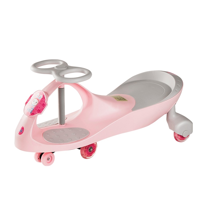 米宝兔扭扭车儿童溜溜车摇摆机万向轮静音轮多功能防侧翻滑行妞妞摇摆车炫彩闪光轮[粉色]
